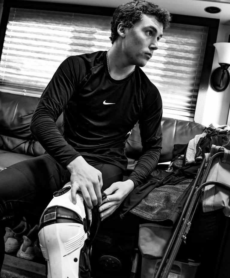 AJ Skogquist owner adjusting knee brace